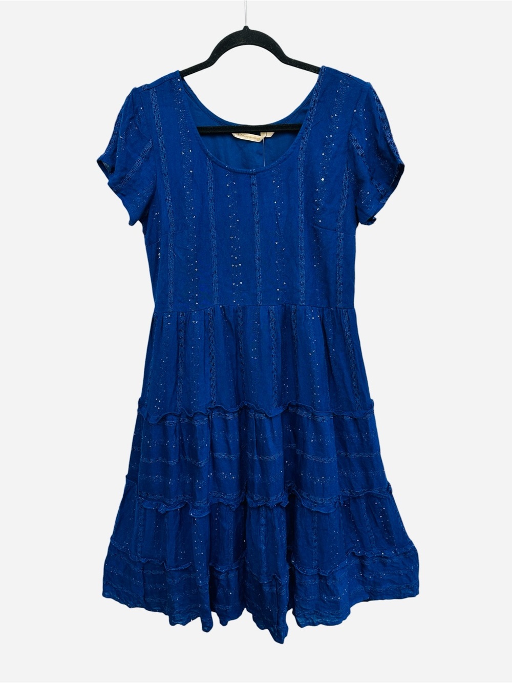 Soft Surroundings Kara Shimmer Dress in blue with sequins Size M Petite NEW - Picture 3 of 12